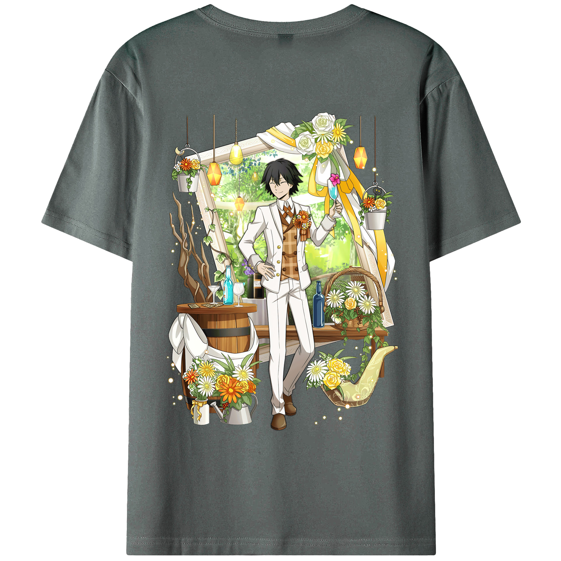 （画像用） 文豪ストレイドッグス Bungo Stray Dogs 綿100％ メンズ半袖Tシャツ（バックプリント） 通気性